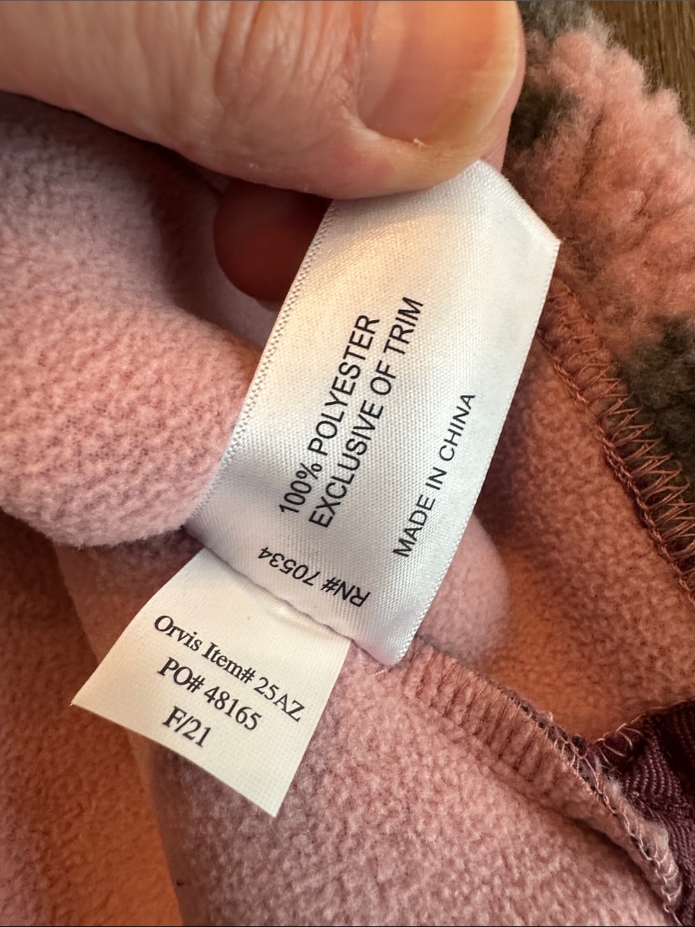 Orvis Aztec Southwest Deep Pile Sherpa Fleece Quarter Zip Pullover Pink Small NW - Picture 7 of 7